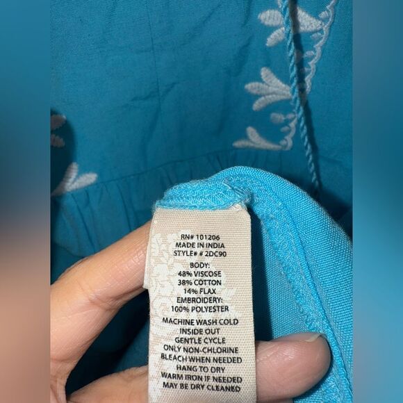 Soft Surroundings Women’s Embroidered & Beaded Blue Marissa Blouse Size L EUC - Picture 7 of 10